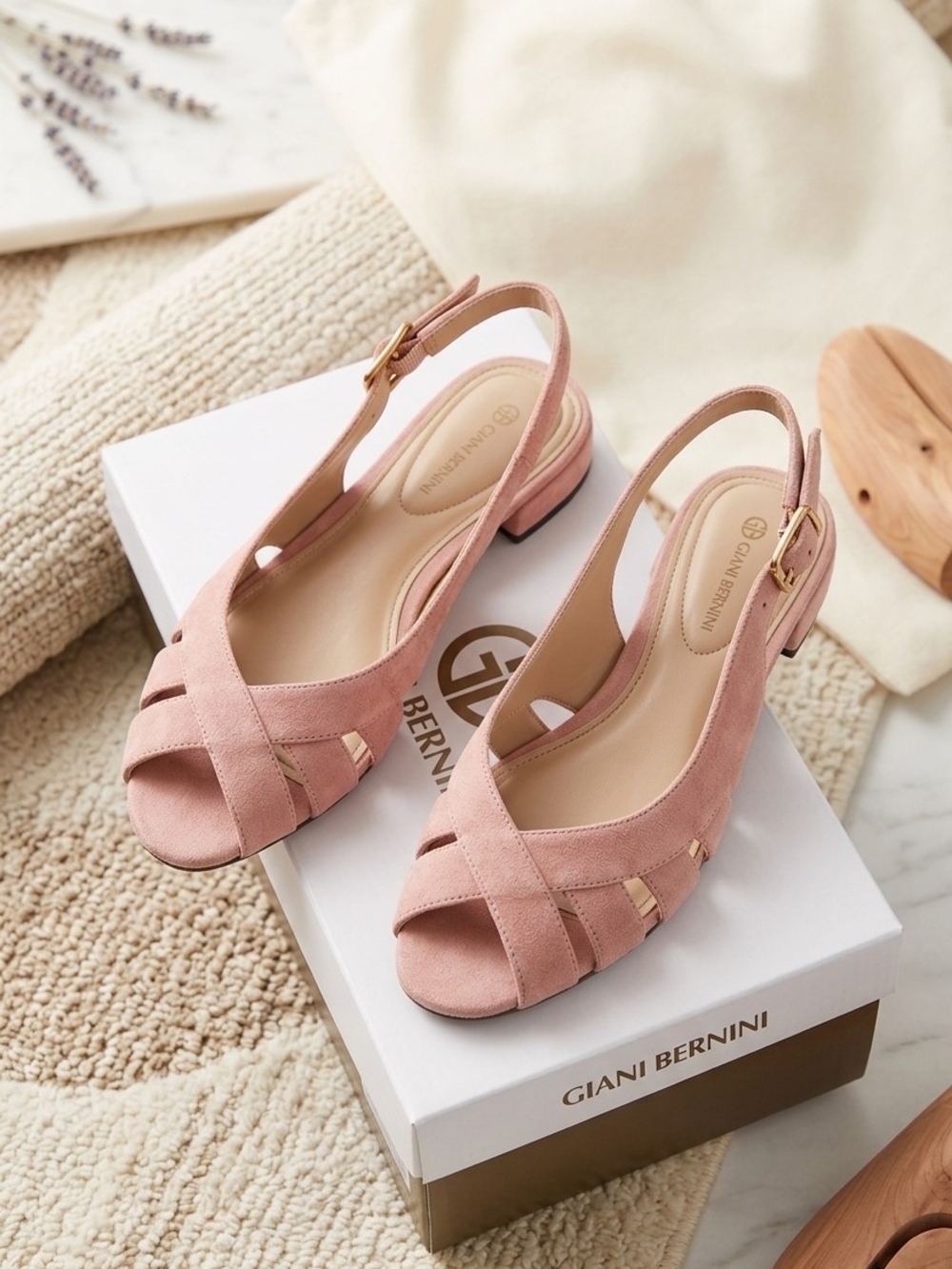 Giani Bernini Blush Pink Suede Slingback Sandals